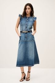 Denim Midi Dress Vayea Blue US at ba&sh