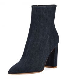 Denim Point-Toe 85mm Boots by Gianvito Rossi at Bergdorf Goodman