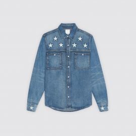 Denim Shirt with Star Embroidery by Sandro at Sandro