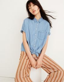 Denim Short-Sleeve Tie-Front Shirt at Madewell