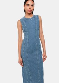 Denim Sleeveless Denim Midi Dress WHISTLES Whistles US at Whistles