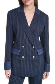Denim Trim Striped Blazer at Nordstrom