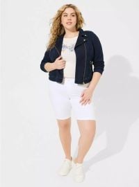 Denim Vintage Stretch Moto Jacket at Torrid