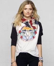 Denim and Supply Ralph Lauren Raglan-Sleeve Skull Graphic Tee - Tops - Women - Macys at Macys