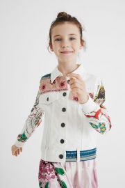 Denim jacket plush sleeves at Desigual