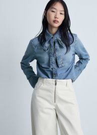 Denim shirt with bow - Women MANGO USA at Mango