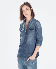 Denim shirt with pockets at Zara