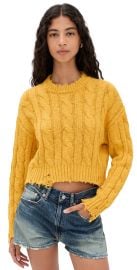 Denimist Boxy Cable Sweater Yellow S at Shopbop