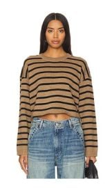 Denimist Cropped Sweater In Light Heather Brown Black at Revolve