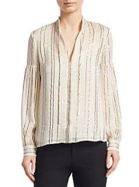 Derek Lam - Metallic V-Neck Blouse at Saks Off 5th