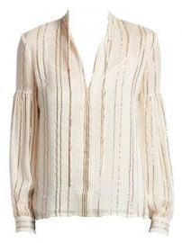 Derek Lam 10 Crosby - Metallic V-Neck Blouse at Saks Fifth Avenue