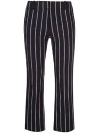 Derek Lam 10 Crosby  Cropped Flare Pencil Striped Trouser with Braided Trim at Farfetch