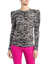 Derek Lam 10 Crosby Amara Puff-Sleeve Zebra-Print Top at Neiman Marcus