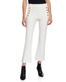 Derek Lam 10 Crosby Cropped Flare Trousers w  Sailor Buttons at Neiman Marcus