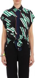 Derek Lam 10 Crosby Flag-Print Tie-Front Blouse at Barneys