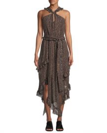 Derek Lam 10 Crosby Floral-Print Asymmetrical Ruffle Halter Dress at Neiman Marcus