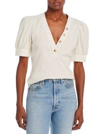 Derek Lam 10 Crosby Heather V Neck Puff Sleeve Top Bloomingdales at Bloomingdales