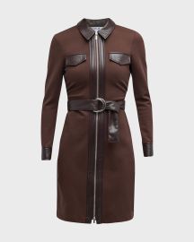 Derek Lam 10 Crosby Jayda Vegan Leather Trim Shirtdress at Neiman Marcus