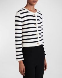 Derek Lam 10 Crosby Keene Stripe Crewneck Cardigan at Neiman Marcus