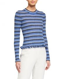 Derek Lam 10 Crosby Lilika Striped Ruffle Sweater at Neiman Marcus