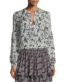 Derek Lam 10 Crosby Long-Sleeve Floral Silk Blouse at Neiman Marcus