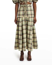 Derek Lam 10 Crosby Milly Custom Yarn-Dyed Plaid Maxi Skirt at Neiman Marcus