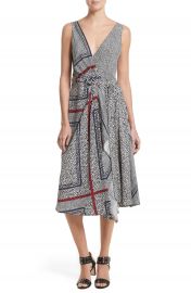 Derek Lam 10 Crosby Print Pleated Silk Wrap Dress at Nordstrom