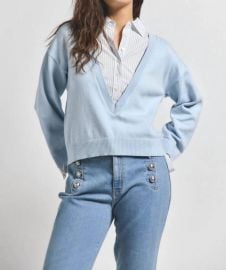 Derek Lam 10 Crosby Rida Striped Sweater In Ice Multi ShopSimon at Shop Simon