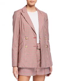 Derek Lam 10 Crosby Rodeo Double-Breasted Gingham Blazer at Neiman Marcus