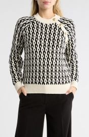 Derek Lam 10 Crosby Sawyer Long Sleeve Crewneck Sweater in Black/Ivory at Nordstrom Rack at Nordstrom Rack