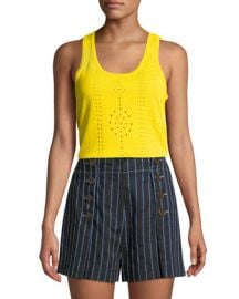 Derek Lam 10 Crosby Scoop-Neck Sleeveless Pointelle Knit Cotton Tank at Neiman Marcus