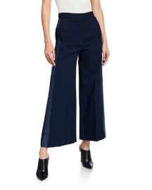 Derek Lam 10 Crosby Side-Stripe Culottes with Sailor Buttons at Neiman Marcus