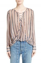 Derek Lam 10 Crosby Stripe Silk Lace-Up Top at Nordstrom