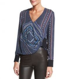 Derek Lam 10 Crosby Wrap-Front Long-Sleeve Blouse at Neiman Marcus