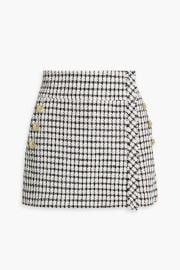 Derek Lam 10 Crosby Wrap effect button detailed boucl tweed shorts at The Outnet