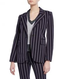 Derek Lam 10 CrosbyStriped One-Button Stretch-Cotton Blazer at Neiman Marcus