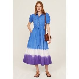 Derek Lam Collective Dresses Derek Lam Blue Dip Dye Short Sleeve Belted Shirt Midi Dress Size Poshmark at Poshmark