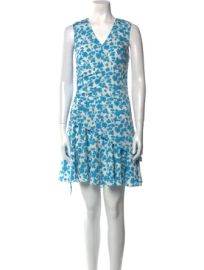 Derek Lam Collective Floral Side Ruched Dress in Blue at The Real Real