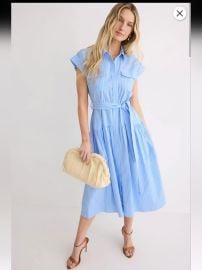 Derek Lam Dresses Derek Lam Blue Cap Sleeve Pinstripe Collared Midi Shirt Dress Size M Poshmark at Poshmark