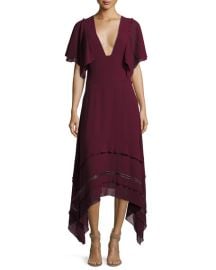 Derek Lam V-Neck Silk Georgette Midi Dress Wine at Neiman Marcus