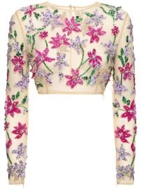 Des Phemmes Embellished Flowers Tulle Crop Top at Luisaviaroma