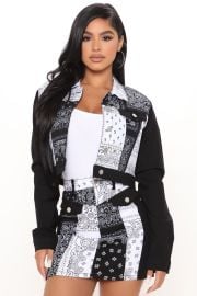 Desert Babe Cropped Denim Jacket - BlackWhite Jackets  Coats at Fashion Nova