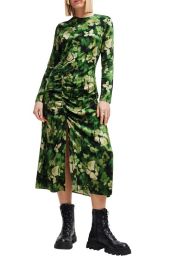 Desigual Camoflower Print Ruched Long Sleeve Midi Dress at Nordstrom