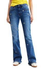 Desigual Daisie Embroidered Flare Jeans at Nordstrom