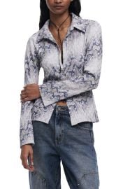 Desigual Textured Snakeskin Print Button-Up Shirt at Nordstrom
