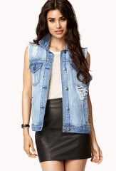 Destroyed Denim Vest at Forever 21