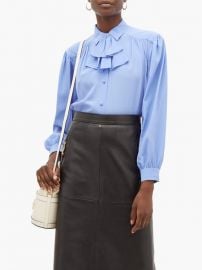 Detachable-ruffle silk-crepe blouse at Matches