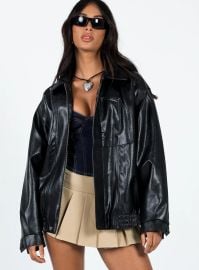 Devija Faux Leather Jacket Black Princess Polly at Princess Polly