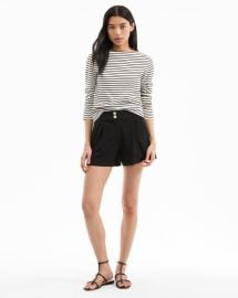 Devina Pleated Shorts in Black at Veronica Beard