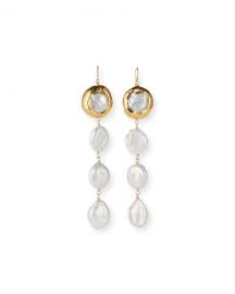 Devon Leigh Triple Pearl Drop Earrings at Neiman Marcus